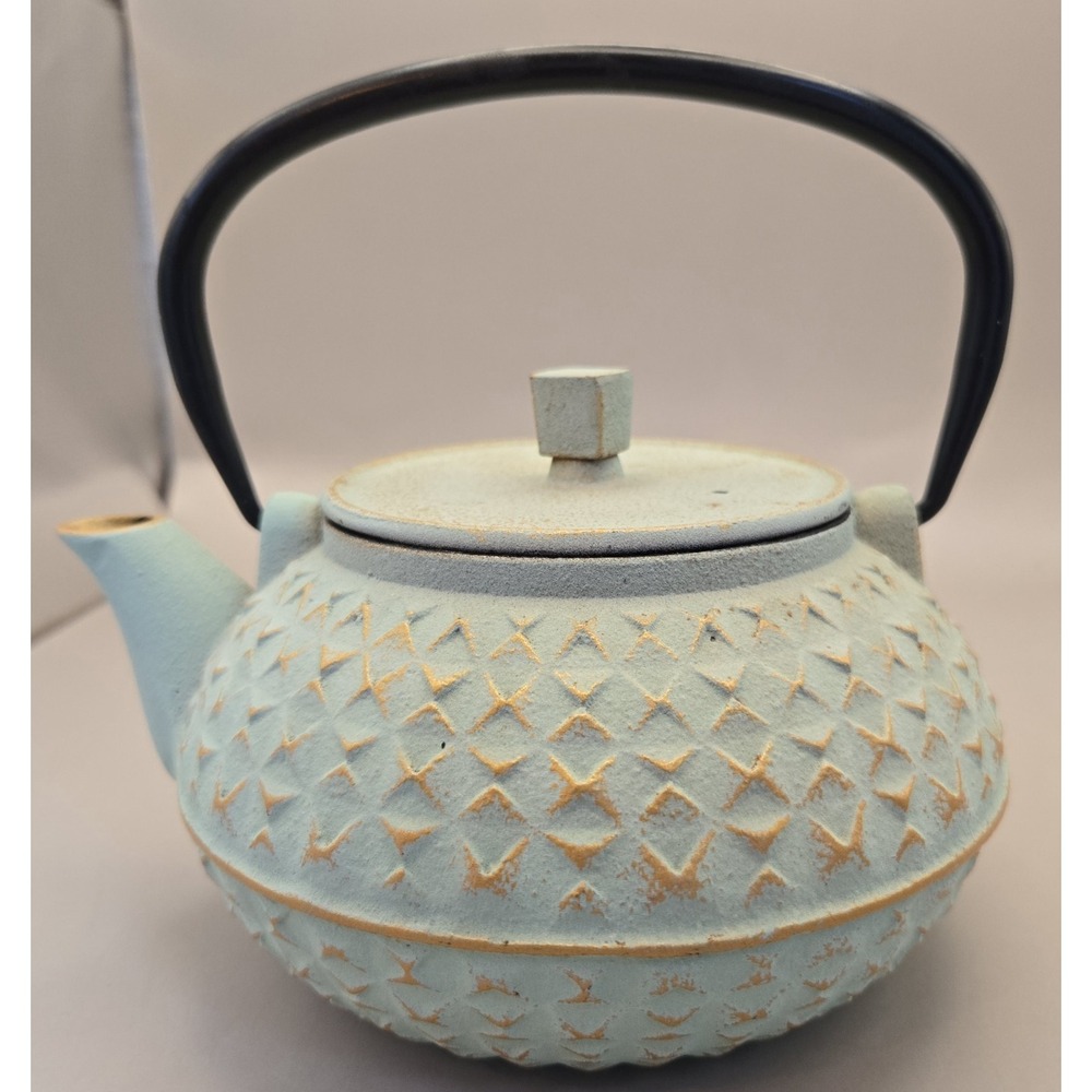 Cast Iron Tea BrewingPot Mint Green‎ & Gold. Avante Express